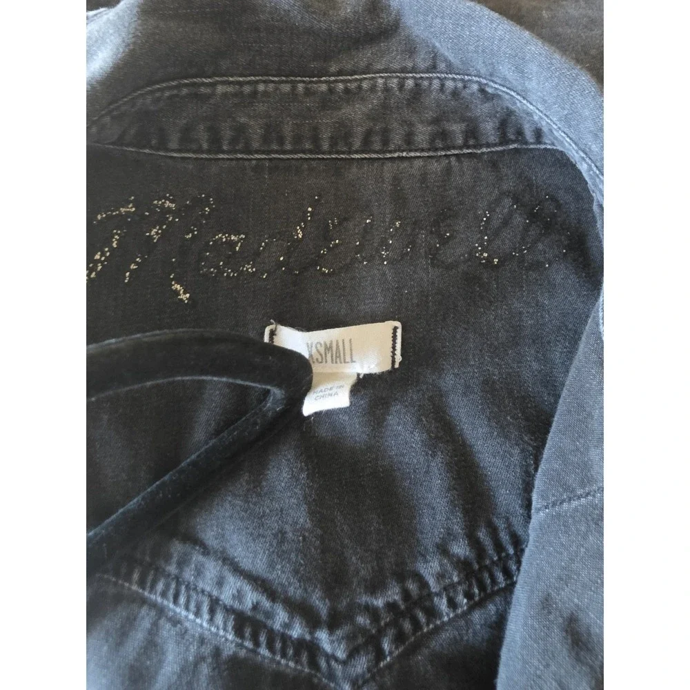 J. Crew Denim Shirt Women XS Black Cotton Long Sleeve Collared Button-Down